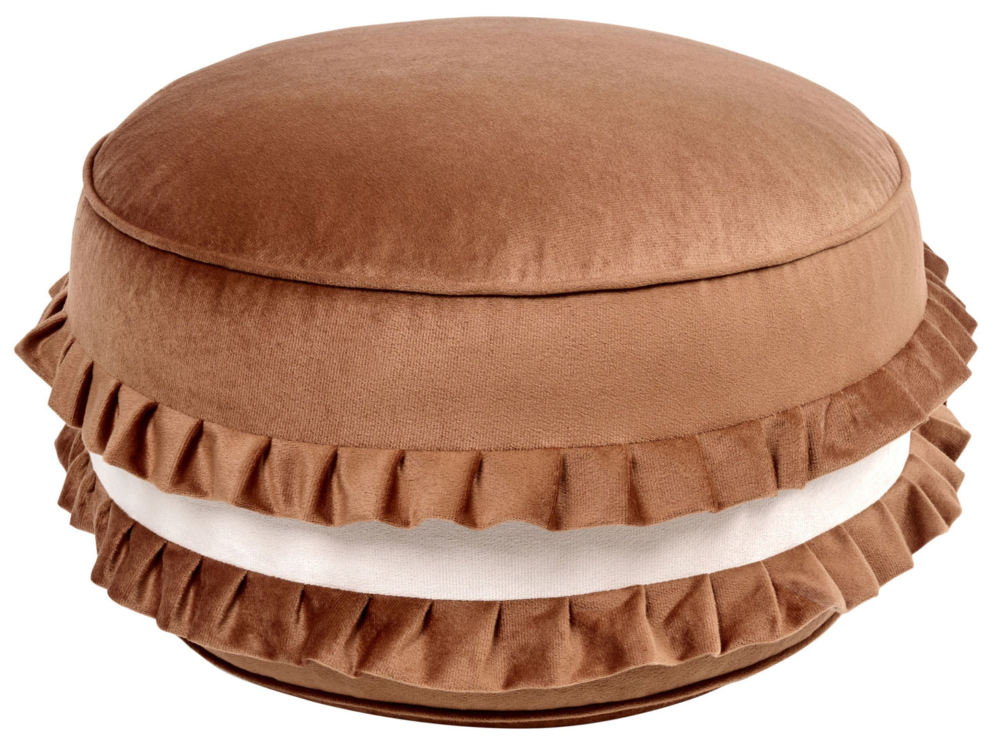 Macaron Velvet Pouffe Brown 50 x 50 x 30cm Round Decorative Seat