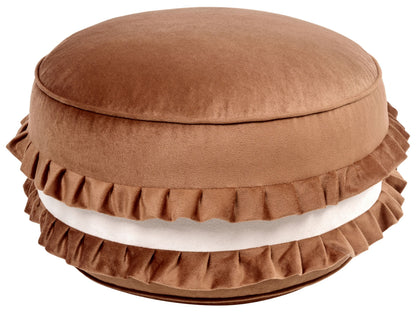 Macaron Velvet Pouffe Brown 50 x 50 x 30cm Round Decorative Seat