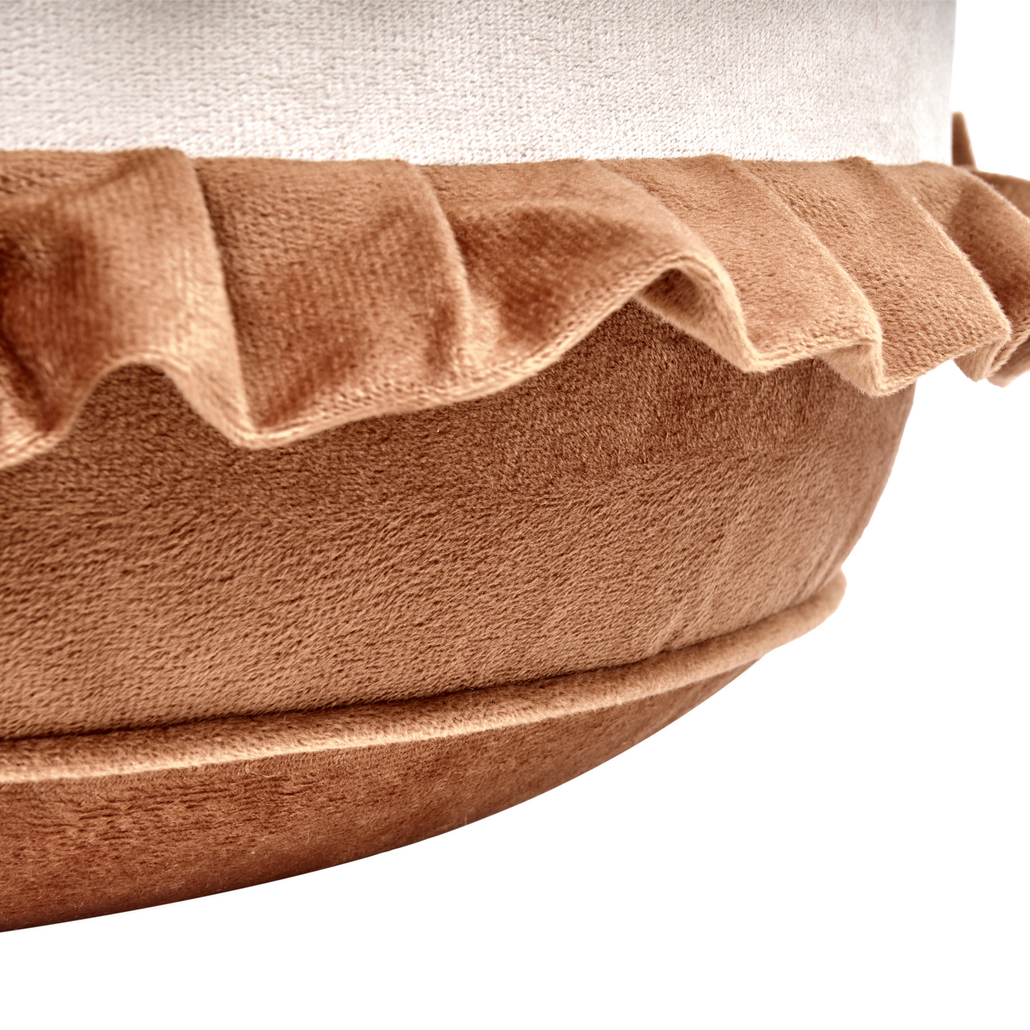 Macaron Velvet Pouffe Brown 50 x 50 x 30cm Round Decorative Seat