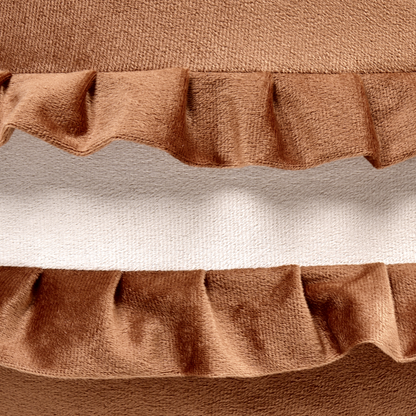 Macaron Velvet Pouffe Brown 50 x 50 x 30cm Round Decorative Seat
