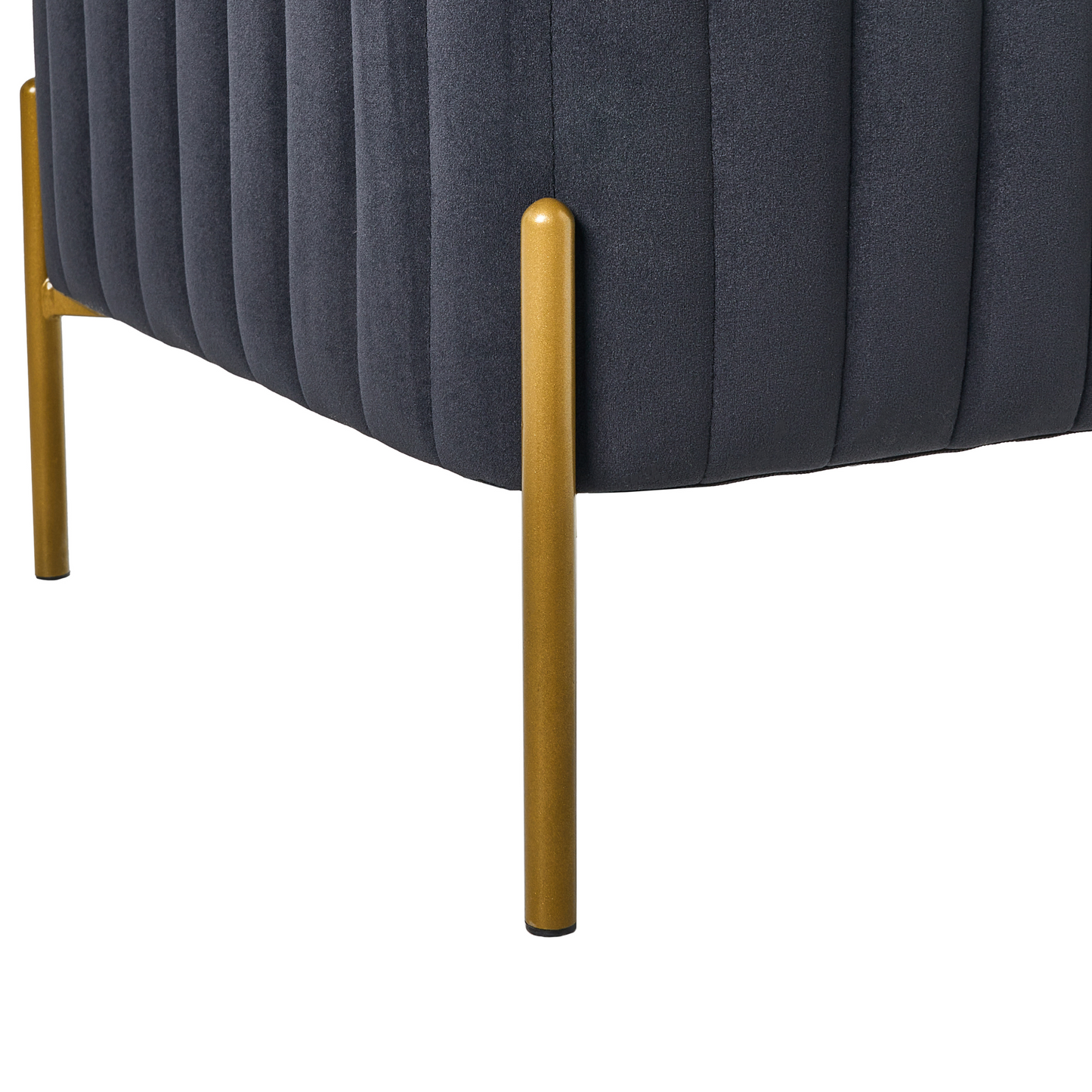 Velvet Footstool 47 x 47cm Black With Gold Metal Legs