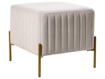 Footstool Off White Velvet Ottoman With Gold Legs 47 x 47cm