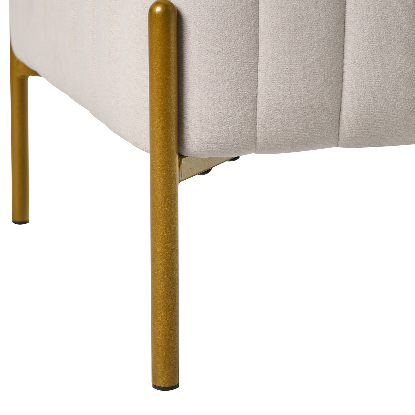 Footstool Off White Velvet Ottoman With Gold Legs 47 x 47cm