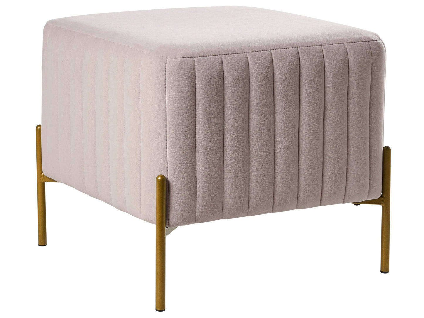 Footstool Taupe Velvet Ottoman With Gold Metal Legs 47 x 47cm Square Living Room