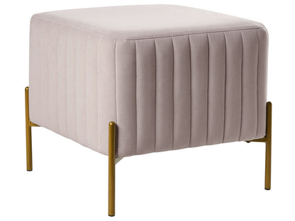 Footstool Taupe Velvet Ottoman With Gold Metal Legs 47 x 47cm Square Living Room