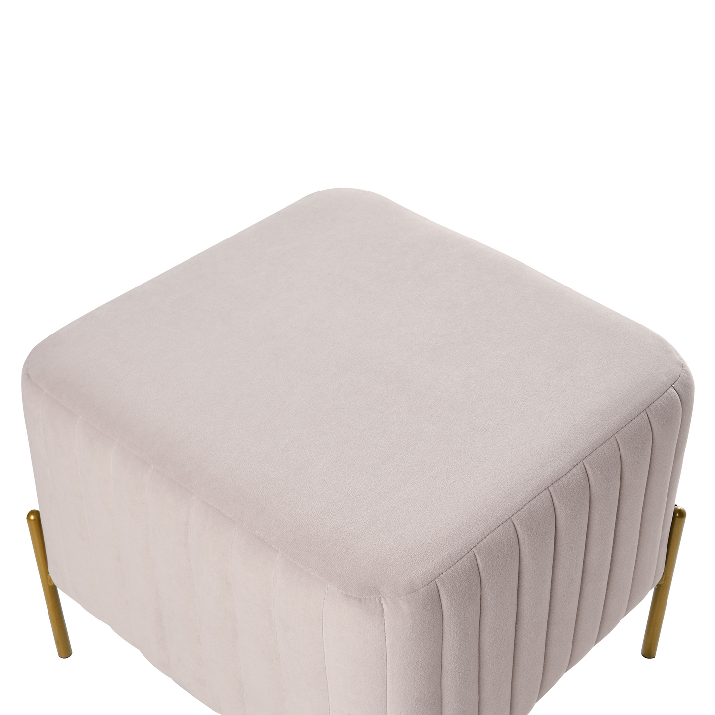 Footstool Taupe Velvet Ottoman With Gold Metal Legs 47 x 47cm Square Living Room