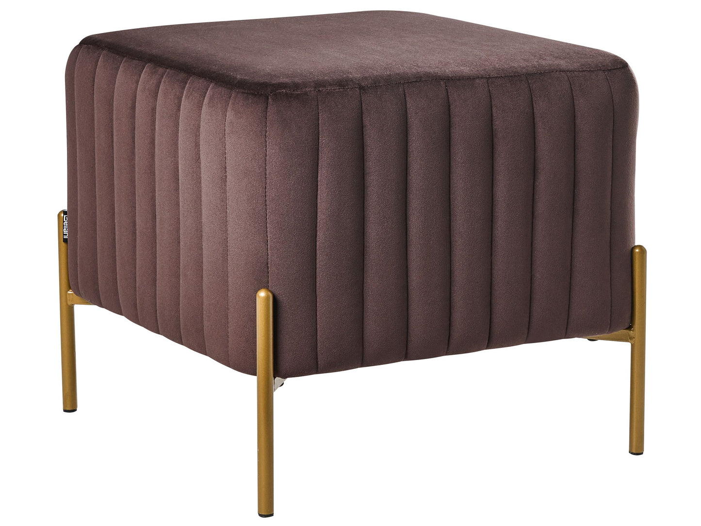 Velvet Footstool 47 x 47cm Dark Brown With Gold Legs