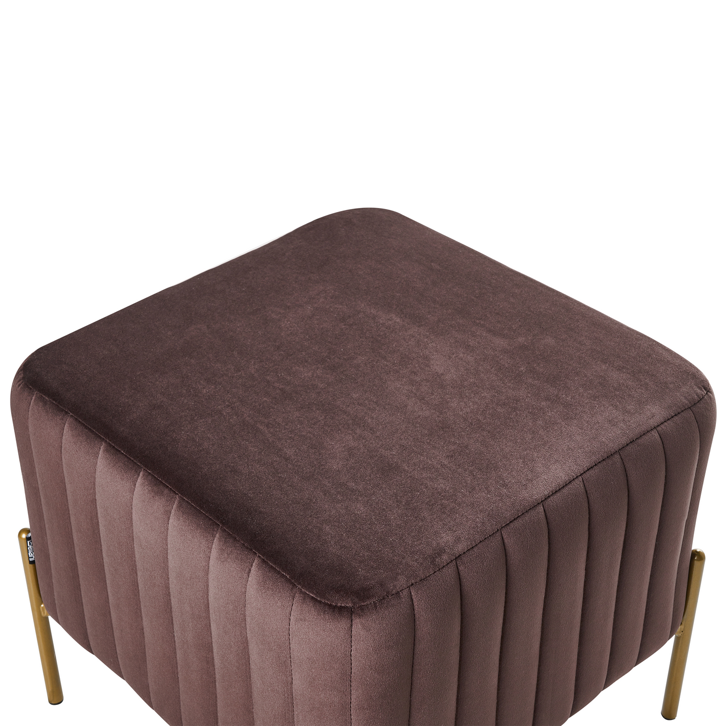 Velvet Footstool 47 x 47cm Dark Brown With Gold Legs
