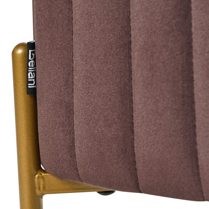 Velvet Footstool 47 x 47cm Dark Brown With Gold Legs
