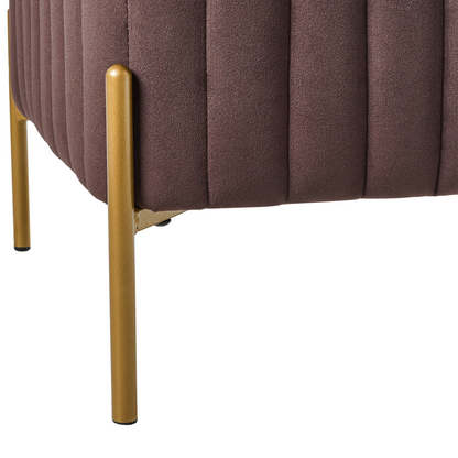 Velvet Footstool 47 x 47cm Dark Brown With Gold Legs