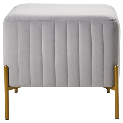 Footstool Grey Velvet With Gold Metal Legs 47 x 47cm