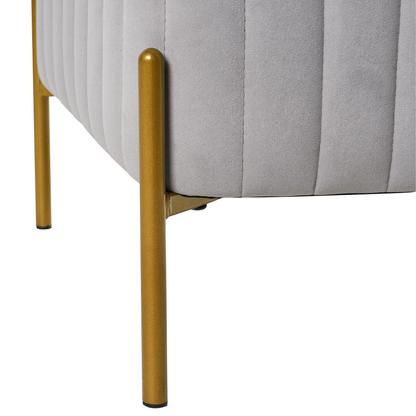 Footstool Grey Velvet With Gold Metal Legs 47 x 47cm