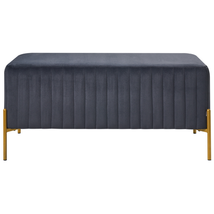 Velvet Bench Black Upholstery With Gold Metal Legs 91 x 47cm Glam Living Room