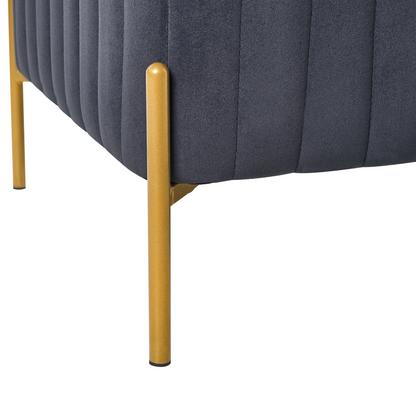 Velvet Bench Black Upholstery With Gold Metal Legs 91 x 47cm Glam Living Room