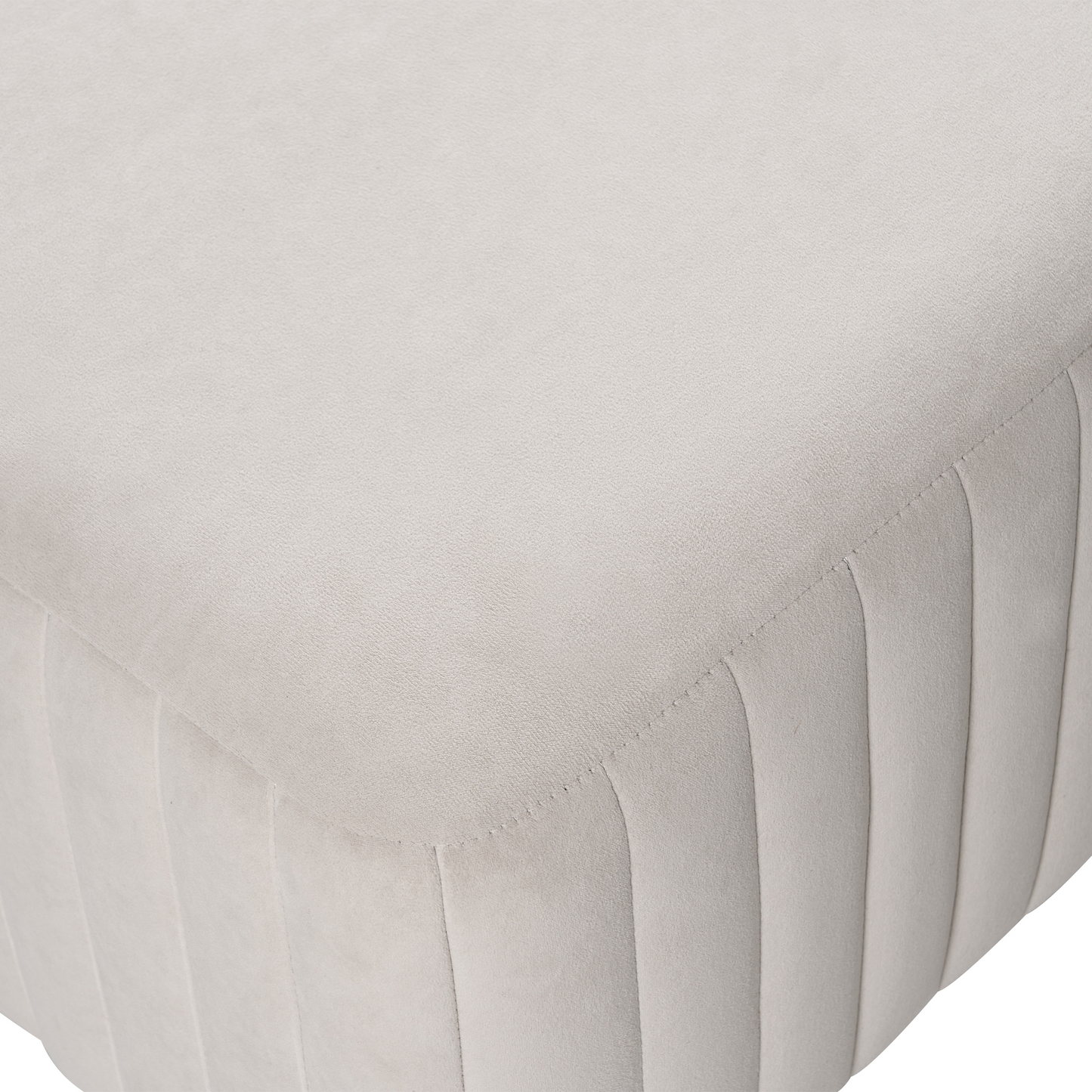 Off White Velvet Rectangular Bench With Gold Metal Legs 91 x 47cm Vertically Tufted