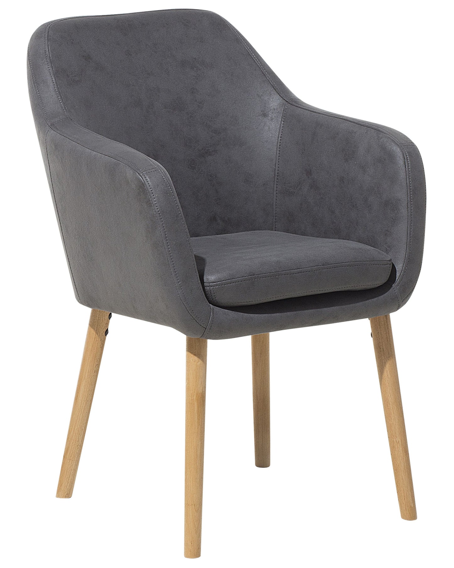 Dining Chair Grey Faux Leather Cushioned Seat Wood Legs