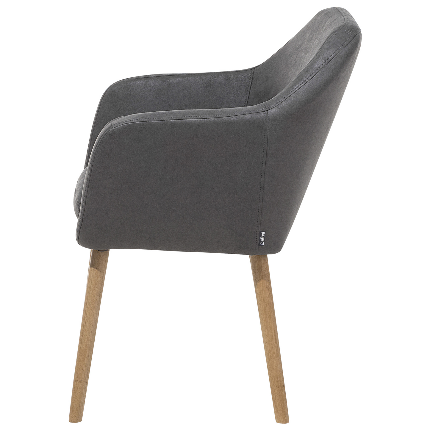 Dining Chair Grey Faux Leather Cushioned Seat Wood Legs