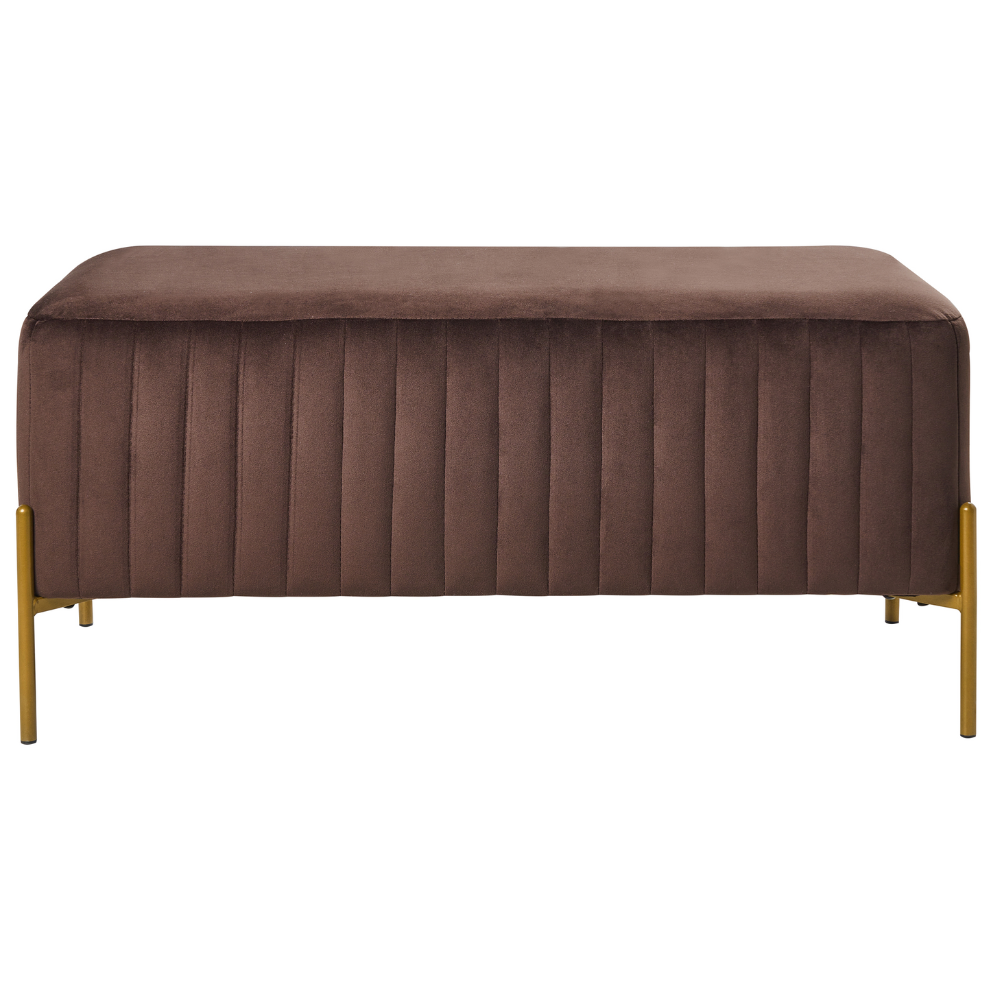 Velvet Bench Dark Brown 91 x 47cm With Gold Metal Legs