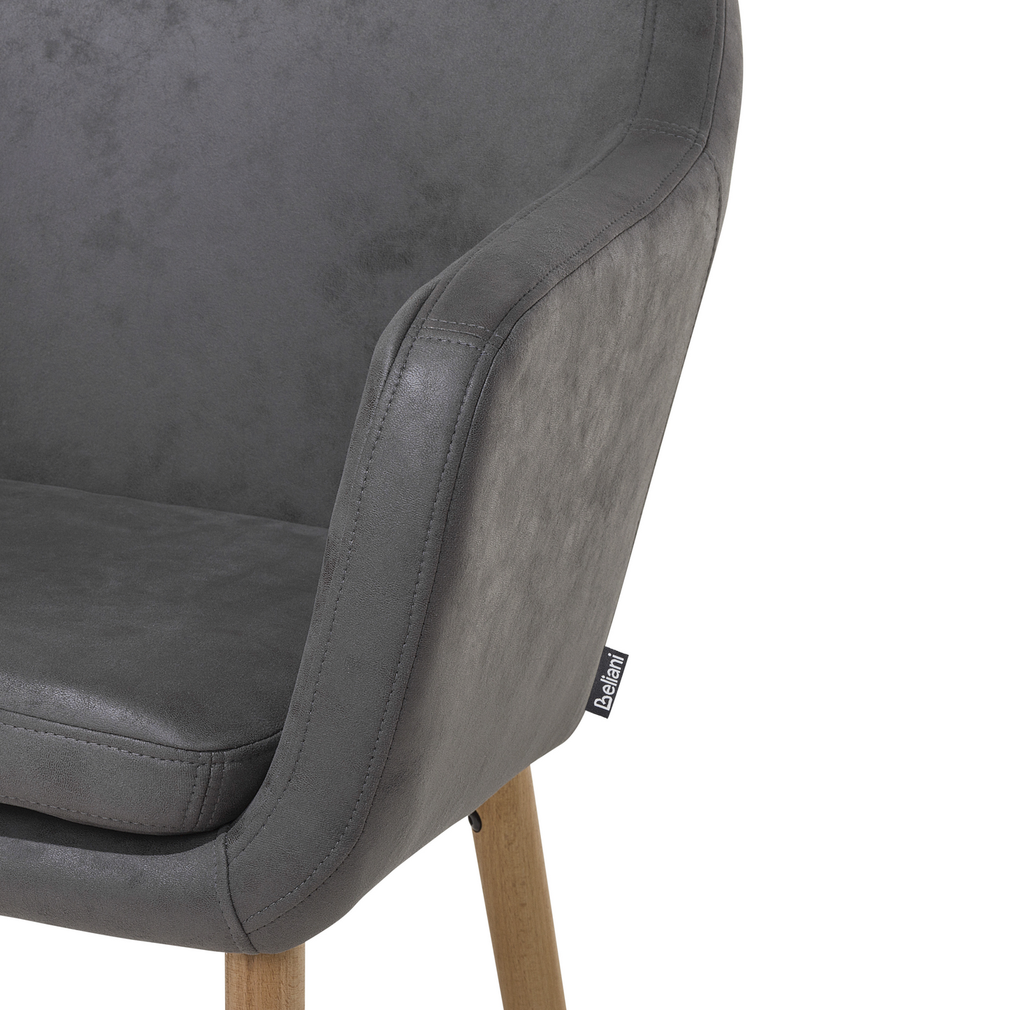 Dining Chair Grey Faux Leather Cushioned Seat Wood Legs