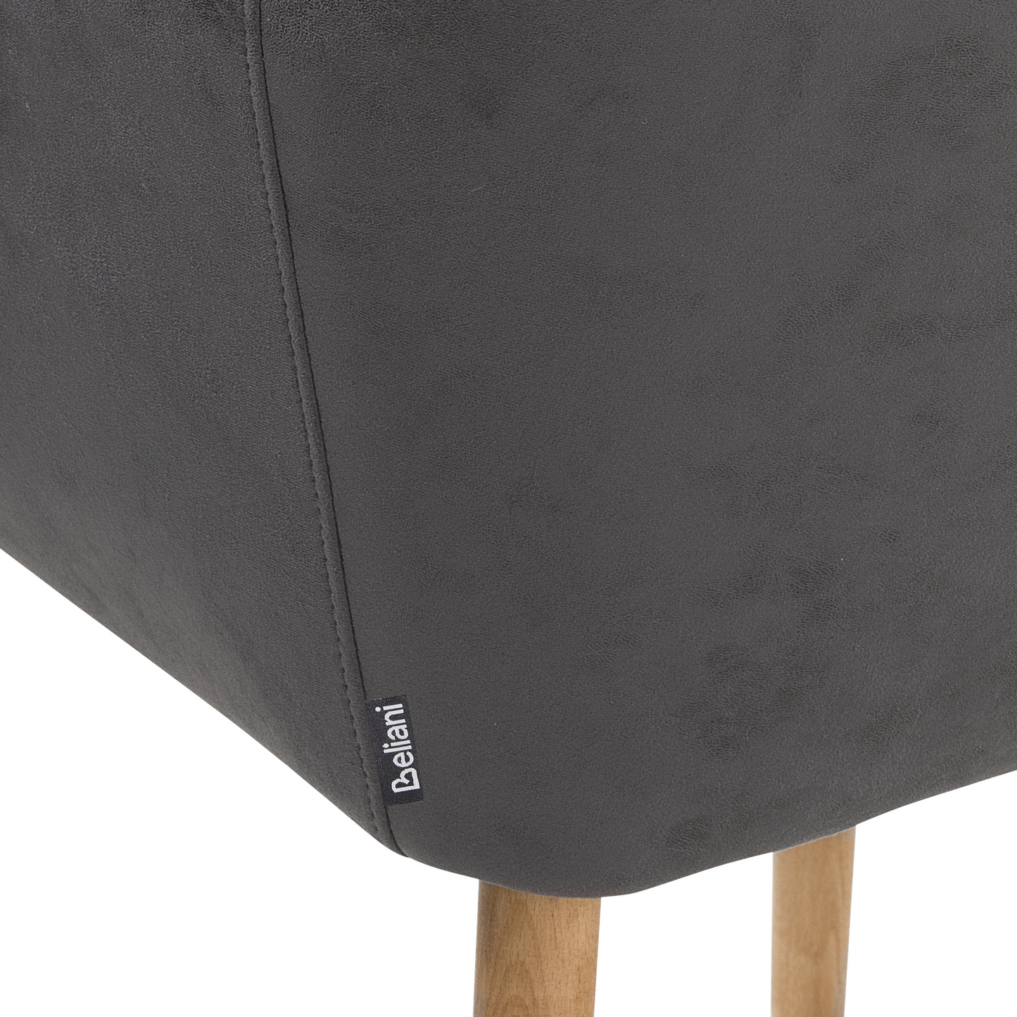 Dining Chair Grey Faux Leather Cushioned Seat Wood Legs