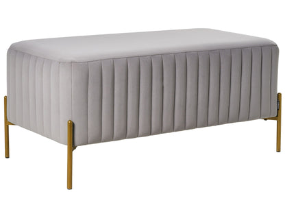 Velvet Grey Bench With Gold Metal Legs 91 x 47cm