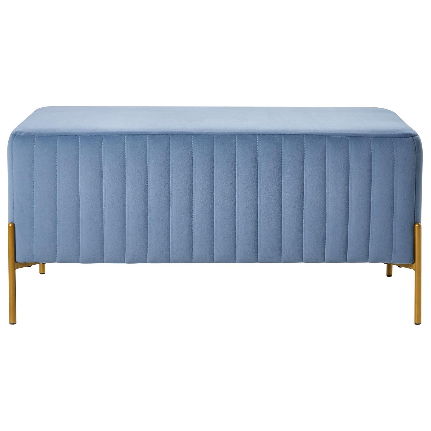 Blue Velvet Bench With Gold Metal Legs 91 x 47cm