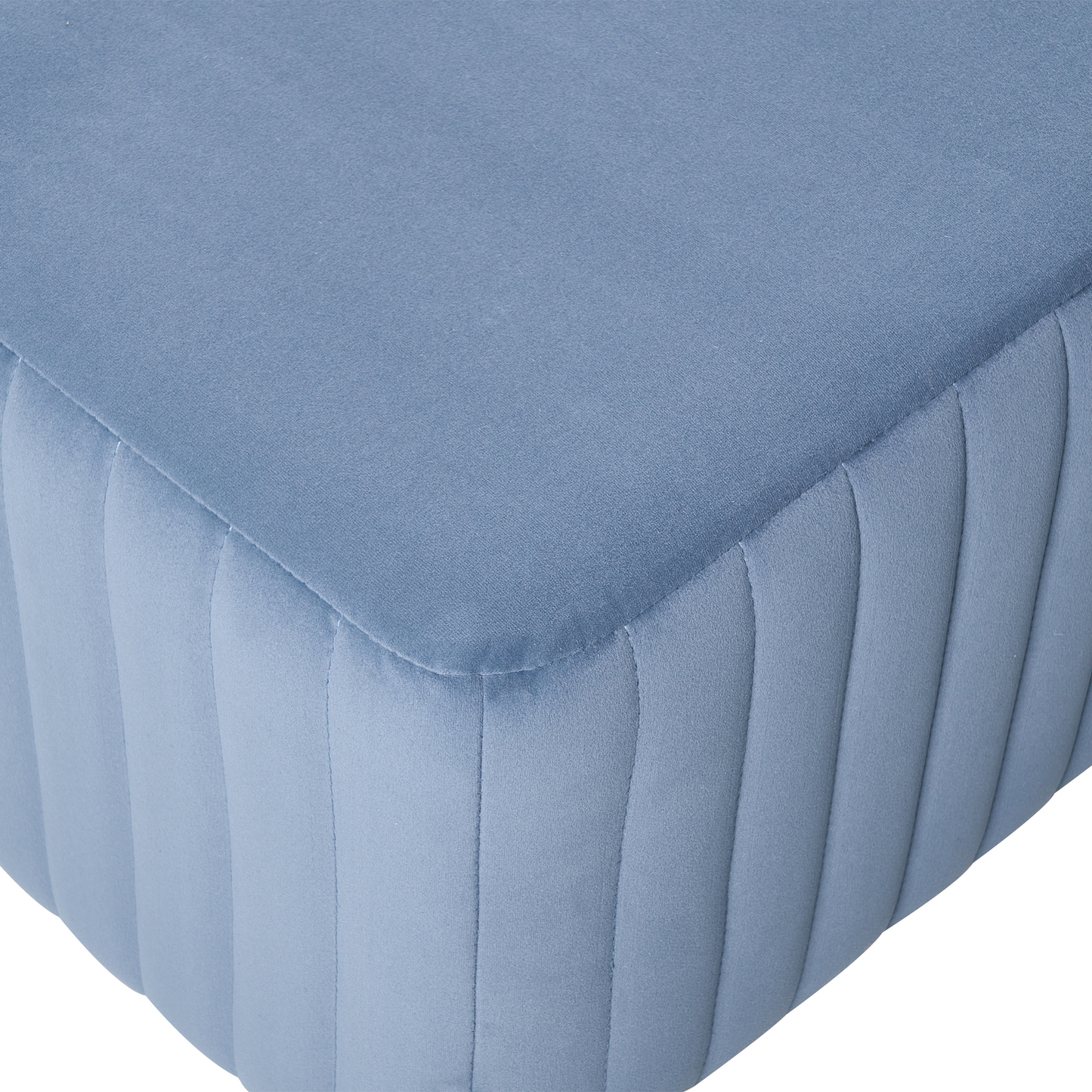 Blue Velvet Bench With Gold Metal Legs 91 x 47cm