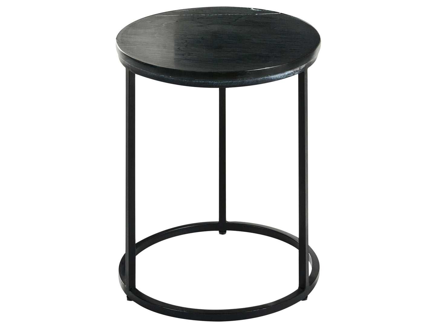 Side Table With Black Base And Marble Top 40cm Diameter Metal Frame Modern Living Room
