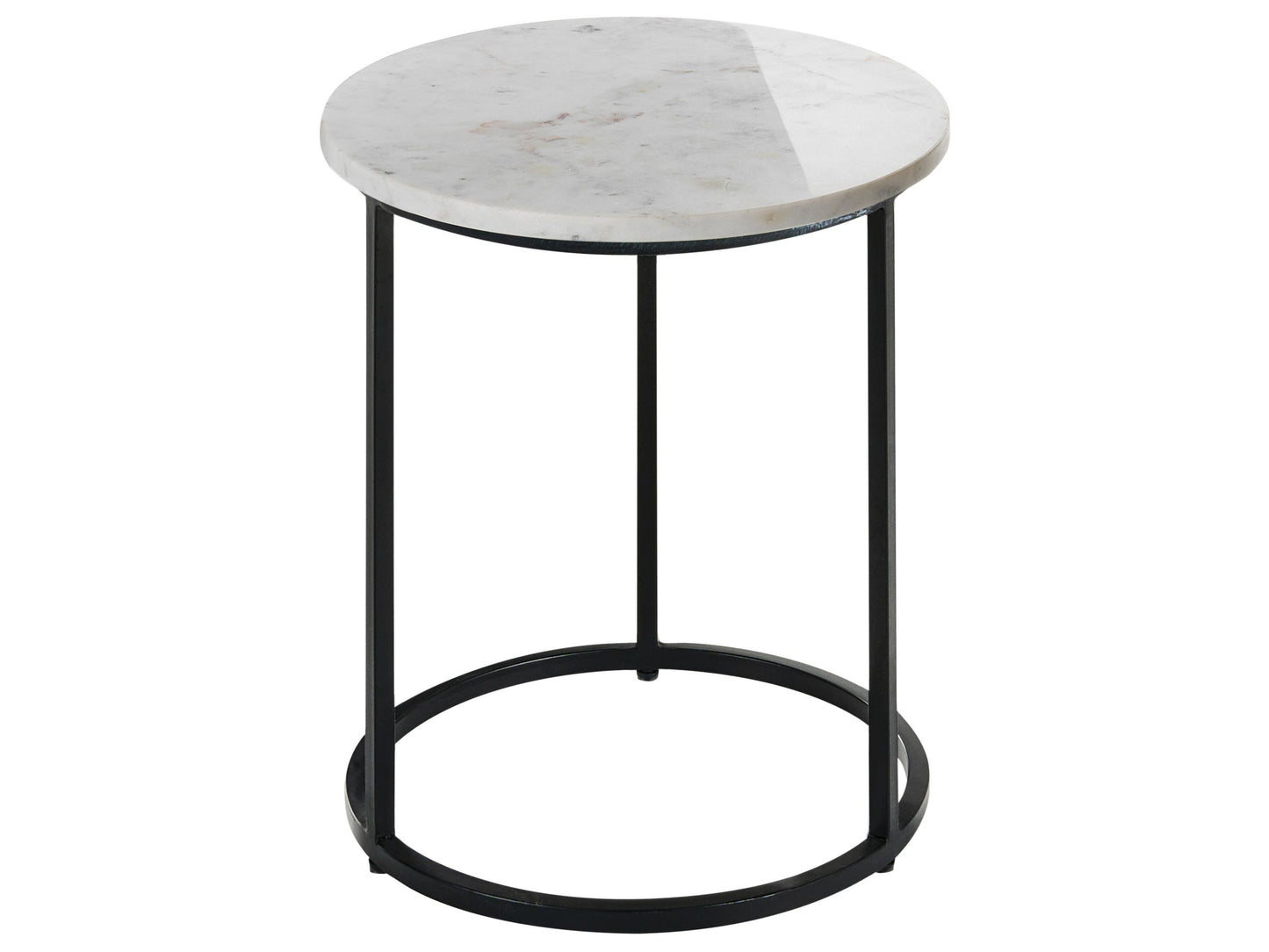 Home Marble Top Side Table 40cm White Base Metal Frame