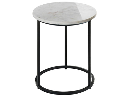 Home Marble Top Side Table 40cm White Base Metal Frame