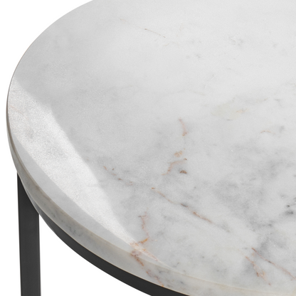 Home Marble Top Side Table 40cm White Base Metal Frame