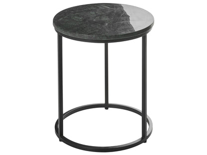 Side Table Metal Frame Dark Green Base Marble Top 40cm
