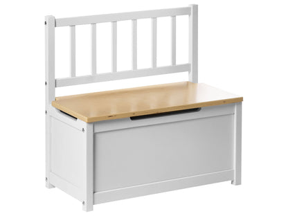 Kids Storage Bench White Pine Wood With Soft Close Lid