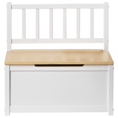 Kids Storage Bench White Pine Wood With Soft Close Lid