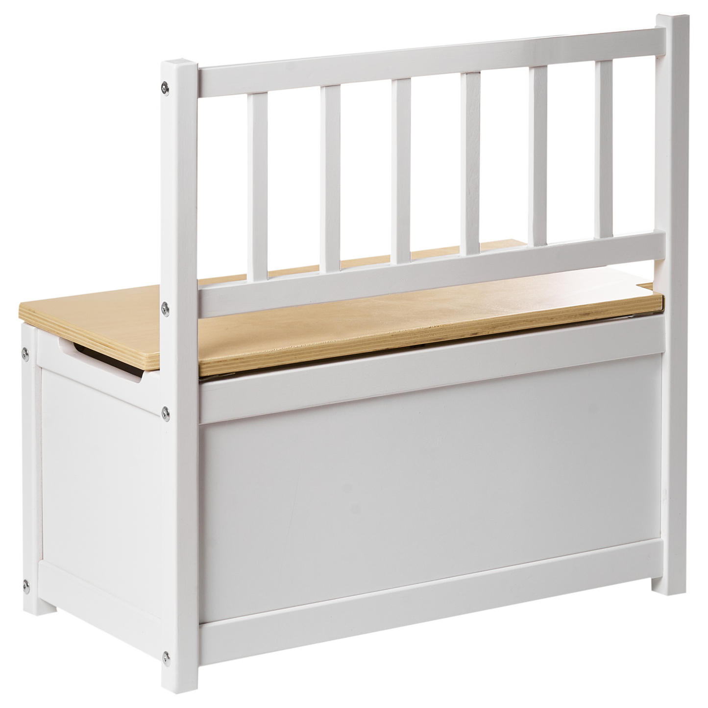 Kids Storage Bench White Pine Wood With Soft Close Lid