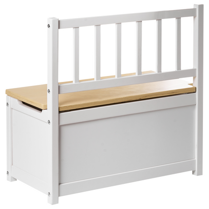 Kids Storage Bench White Pine Wood With Soft Close Lid