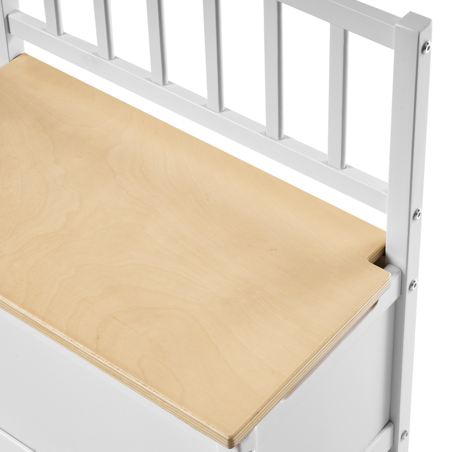 Kids Storage Bench White Pine Wood With Soft Close Lid