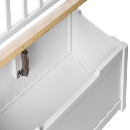 Kids Storage Bench White Pine Wood With Soft Close Lid