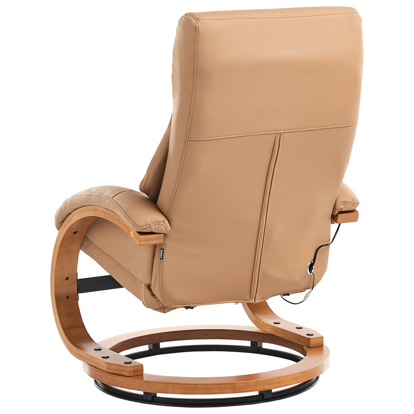 Beige Faux Leather Heated Recliner With Footstool 5 Massage Modes