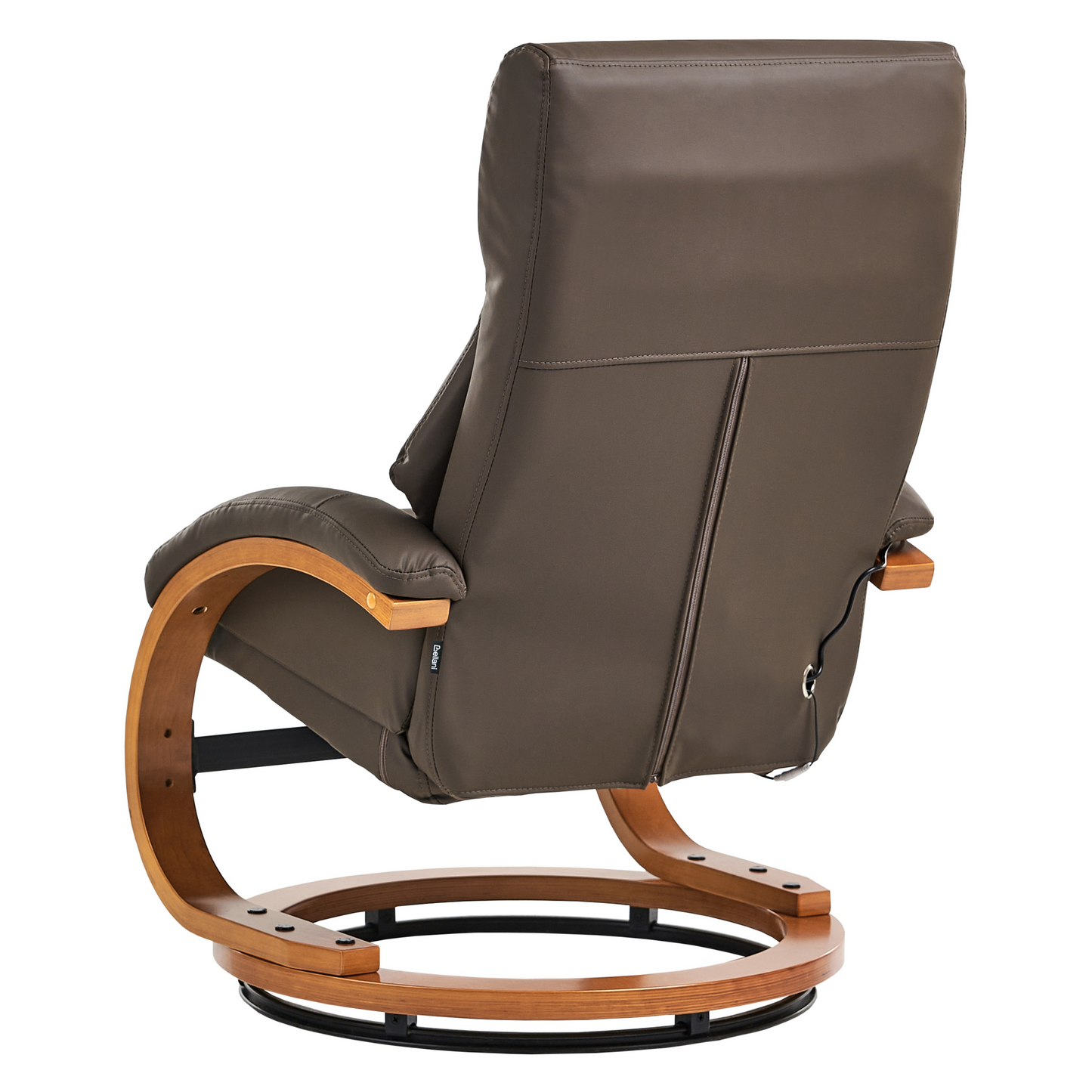Brown Faux Leather Recliner Armchair With Footstool Heated Massage 5 Modes Retro Design
