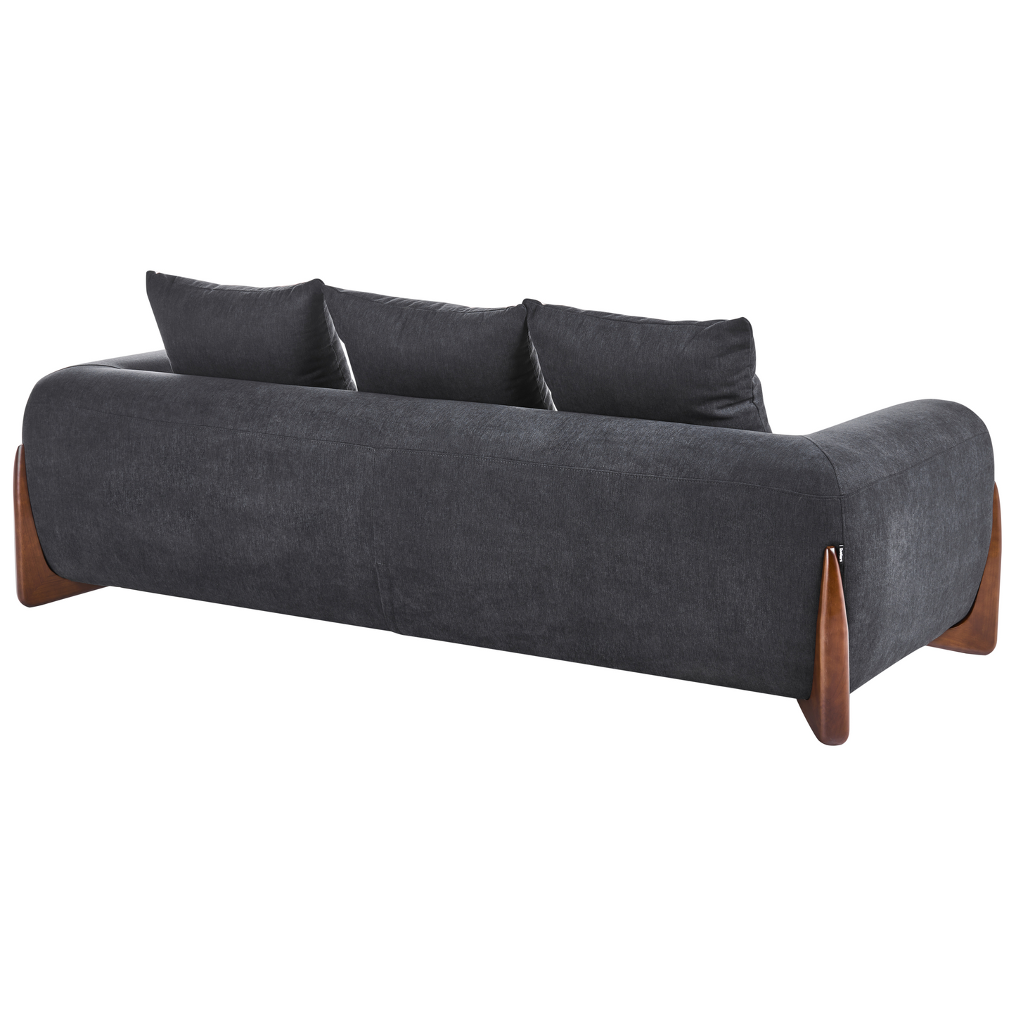 Living 6 Seater Sofa Set Black Fabric Upholstery With Armrests And Solid Wood Legs
