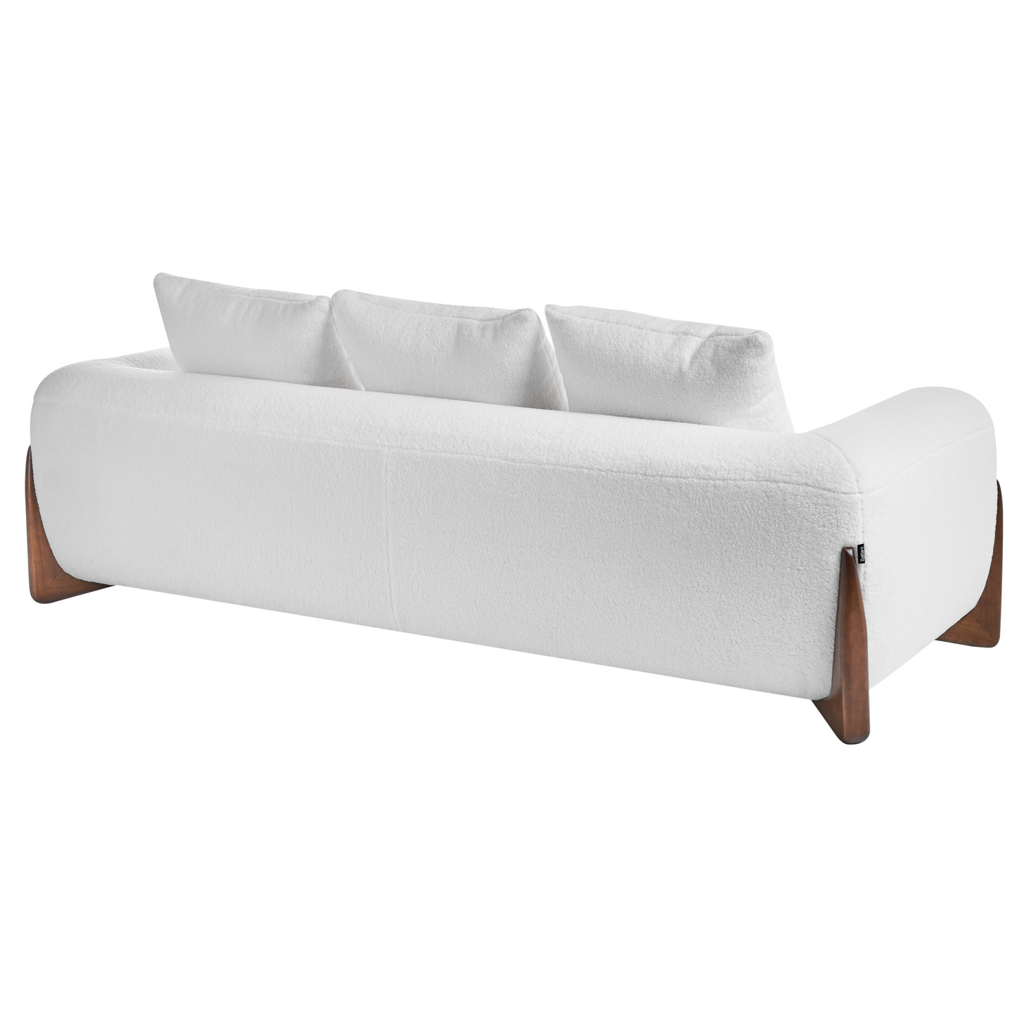 6 Seater White Boucle Sofa Set With Armrests And Wooden Legs