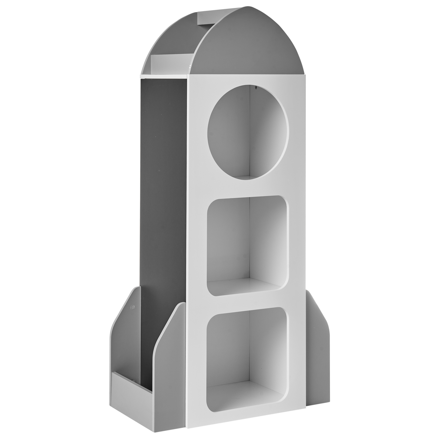ScandiKids Rocket Bookshelf White 3-Tier With Built-In Blackboard For Kids Room Scandinavian Style