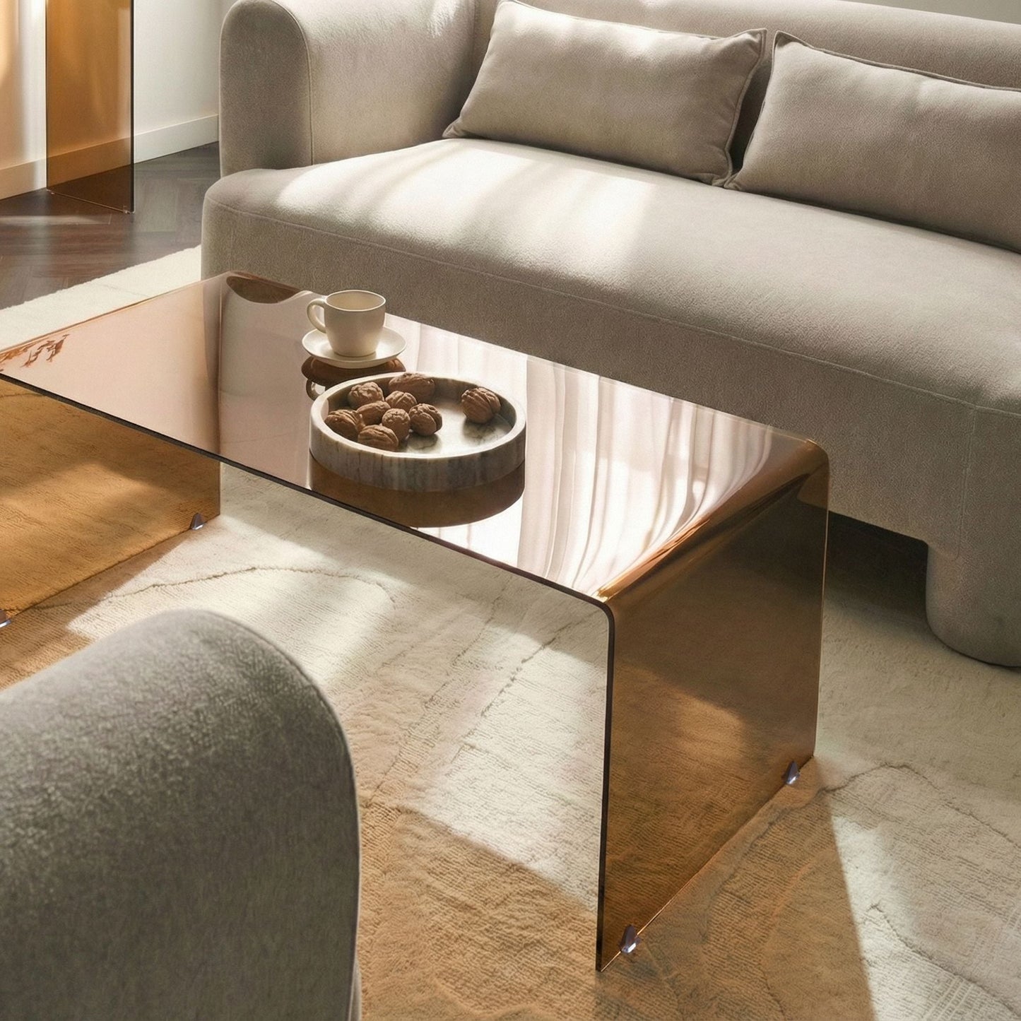 Modena Glass Coffee Table Brown 100 x 50 Semi Transparent