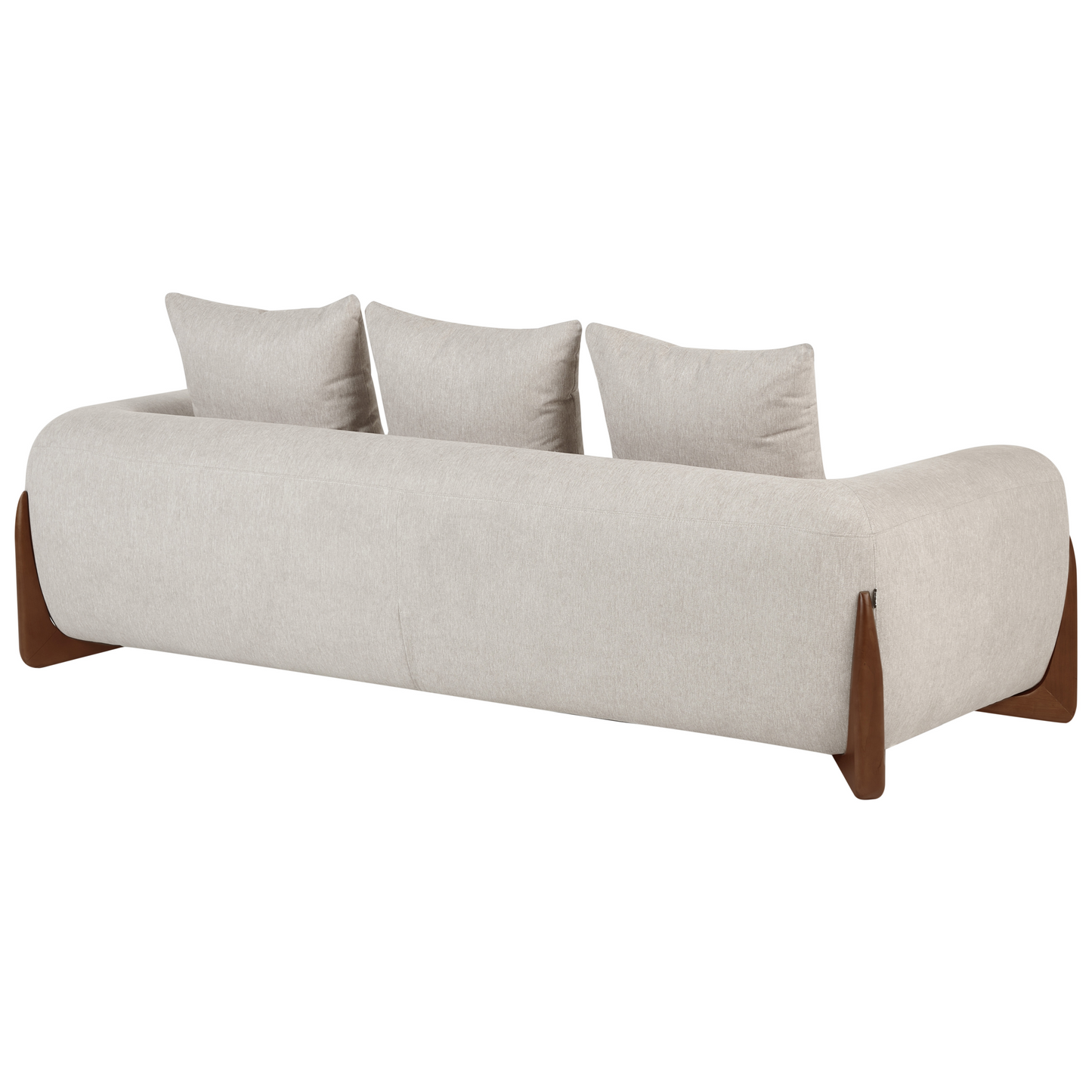 6 Seater Taupe Fabric Sofa Set With Wooden Legs