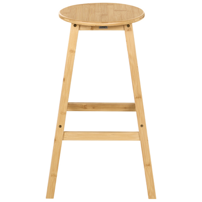 Set of 2 Bamboo Bar Stools Lightweight Light Brown Wood Classic Style for Kitchen Dining
