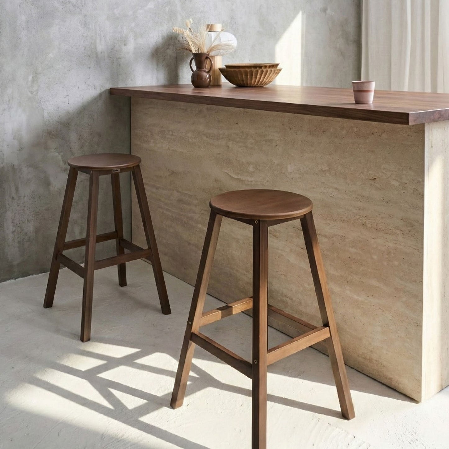 Timberline Bamboo Bar Stools Set Of 2 Dark Brown Wood Classic