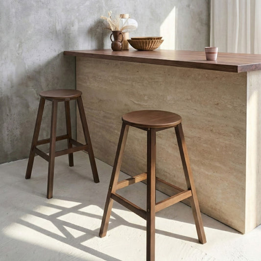 Timberline Bamboo Bar Stools Set Of 2 Dark Brown Wood Classic