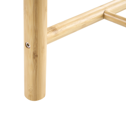 Bamboo Stool Set Of 2 Light Brown PE Rattan Woven Seat