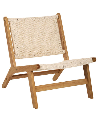 Arbor and Loom Armchair Brown Rubberwood Paper Rope Woven Seat Boho